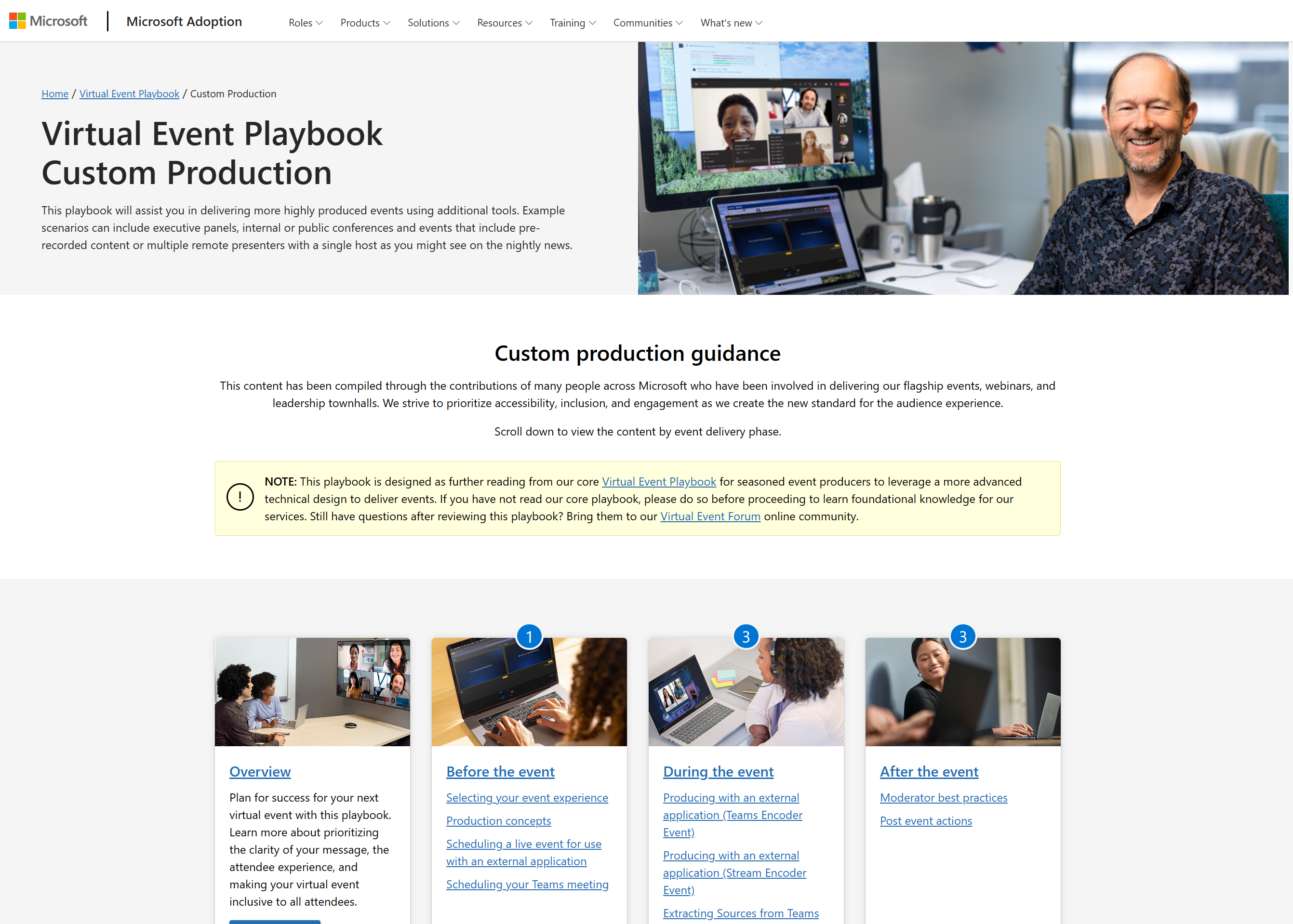 Custom Production Virtual Event Playbook screenshot