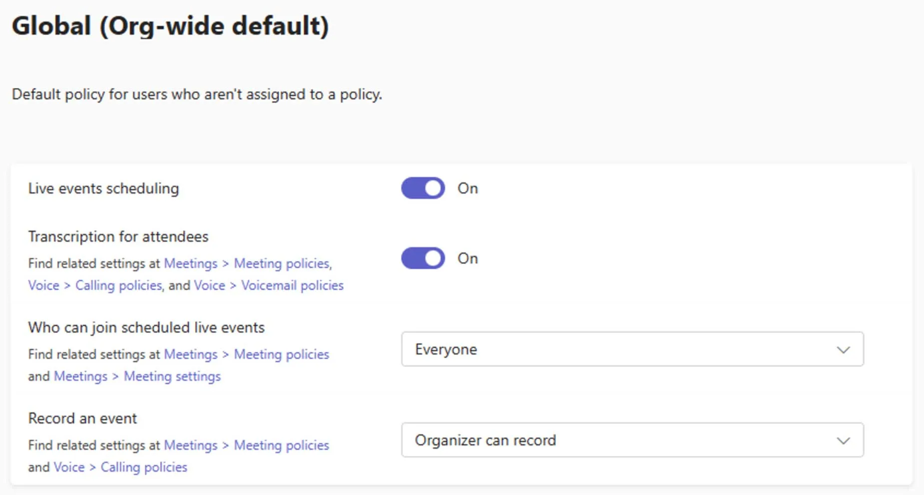 Enable Teams Live Event screenshot