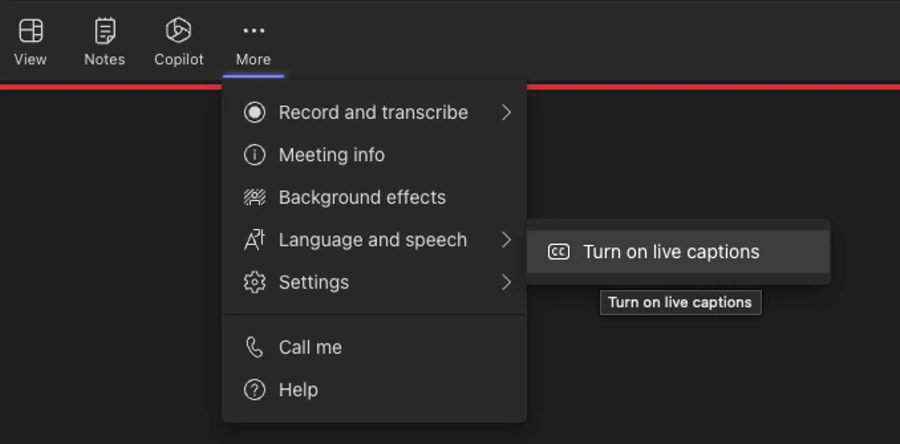 Live translated captions screenshot