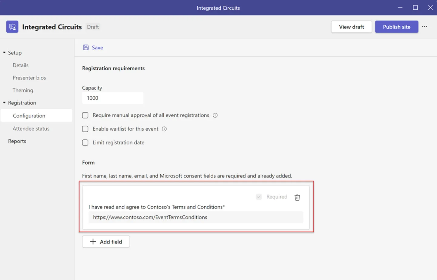 Webinar event registration configuration​​​ screenshot 3